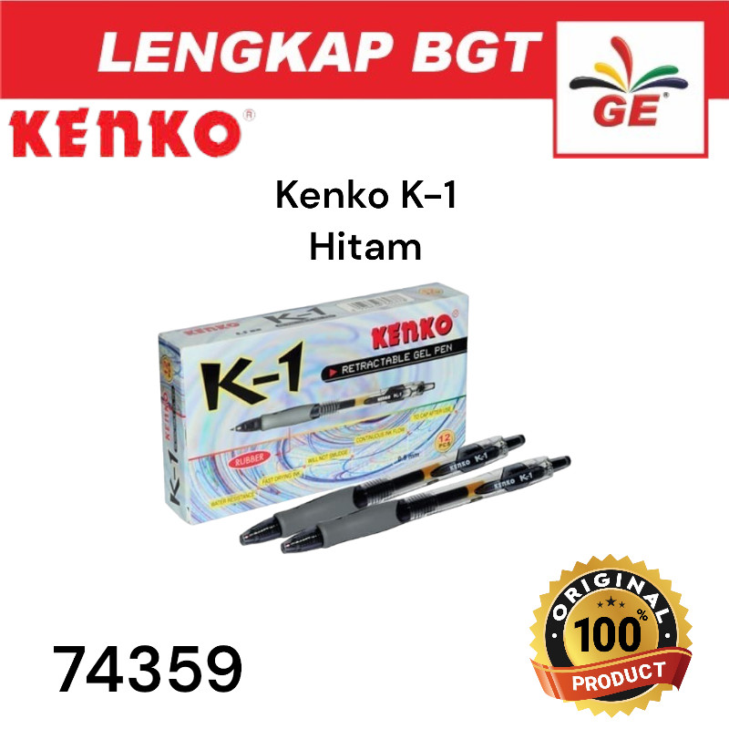 

Pulpen Gel 0.5mm Hitam Retractable Gel Pen Kenko K-1 - 74359