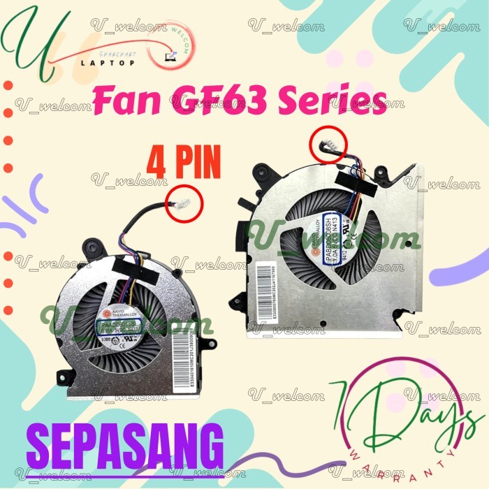 Kipas laptop Fan MSI GF65 GF63 8RC 8RD MS-16R1 MS-16R2 Series PABD08008SH N413