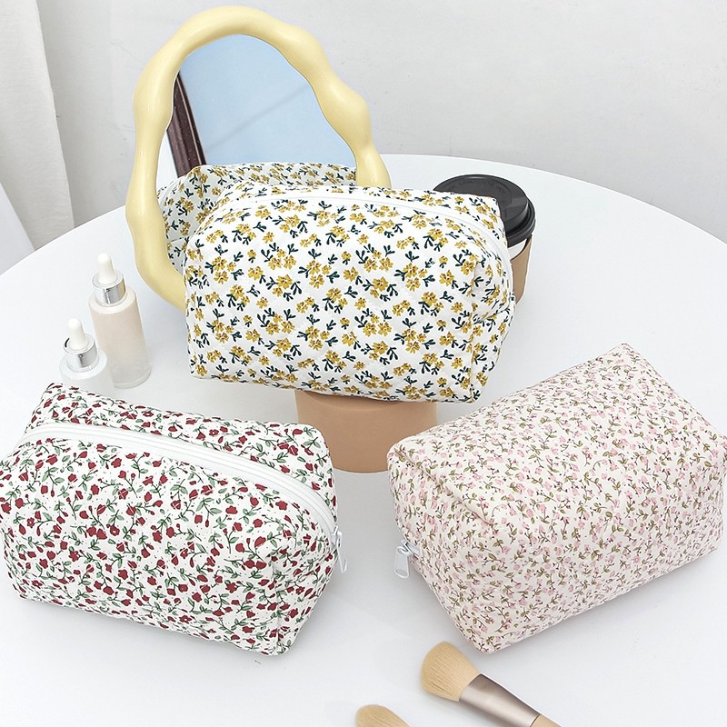 

Floral Printed Makeup Bag Large Capacity Travel Toiletry Storage Bag Handbag Organizer Pouch Makeup Accessory Pencil Case 파우치