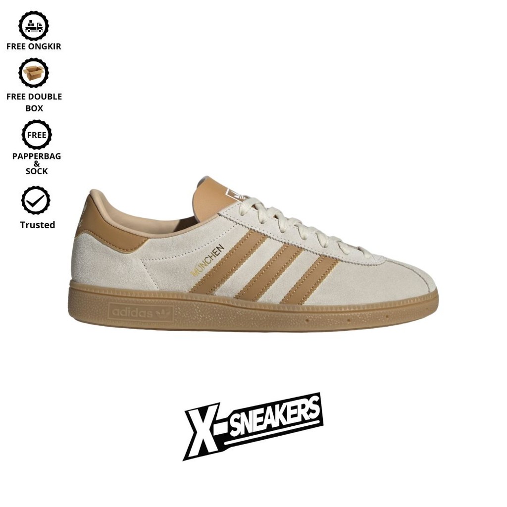 Sepatu Sneakers  Adidas Munchen White Cream Mesa Gum 100% Original BNIB