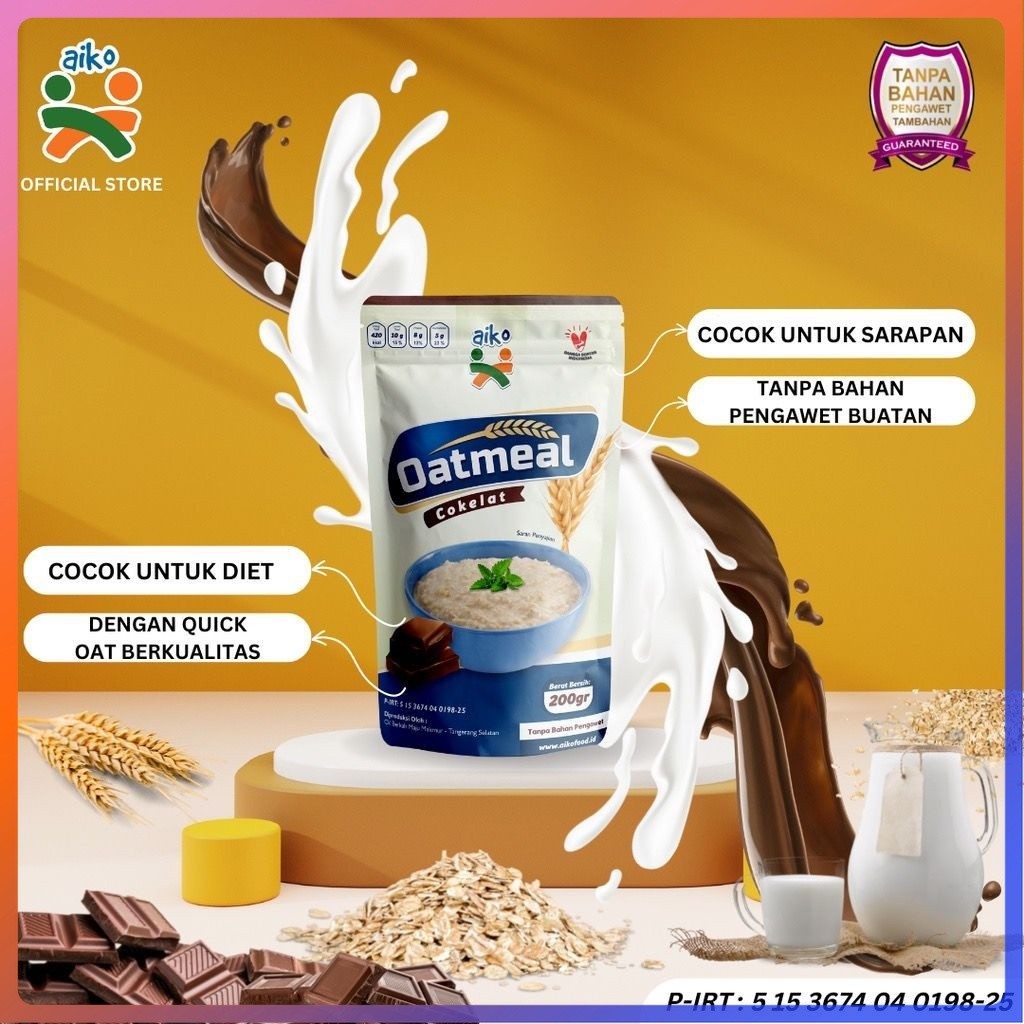 

PROMO MERIAHH !!! TERMURAH !! Oatmeal Aiko Oatmeal Rasa Cokelat Pisang Stroberi Alpukat Avocado 200gram