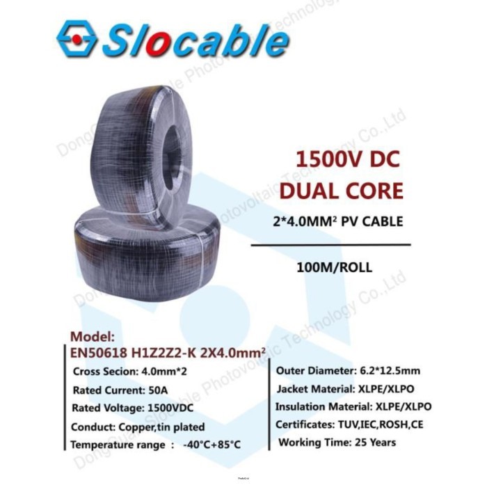 Kabel Solar Panel Kabel Panel Surya 2x4mm Slocable PV CABLE PV 1F 100M