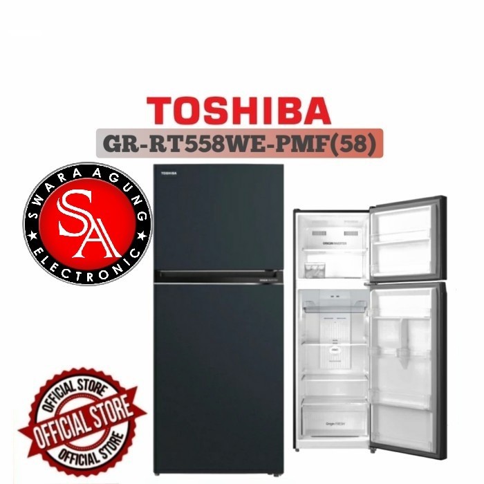 Kulkas 2 Pintu 411 Liter TOSHIBA Type : GR-RT558WE - Inverter ( MEDAN )
