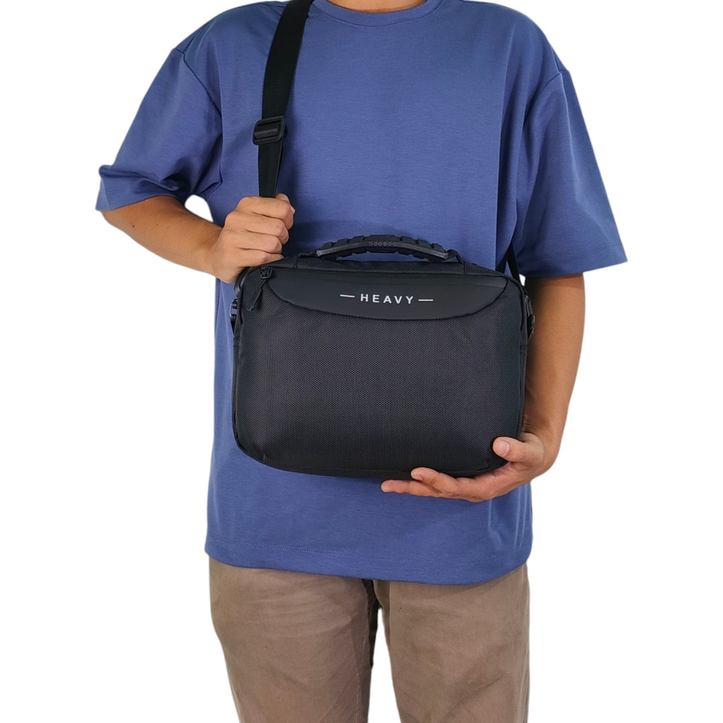 Tas Selempang Pria Slingbag Heavy Premium Tas Tenteng iPad Tablet Buku Multifungsi Hitam