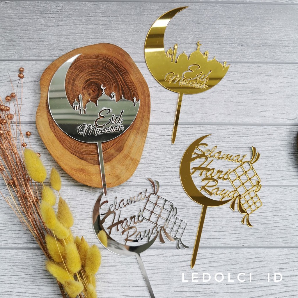 TERMURAH CAKE TOPPER AKRILIK ACRYLIC LEBARAN IDUL FITRI PREMIUM