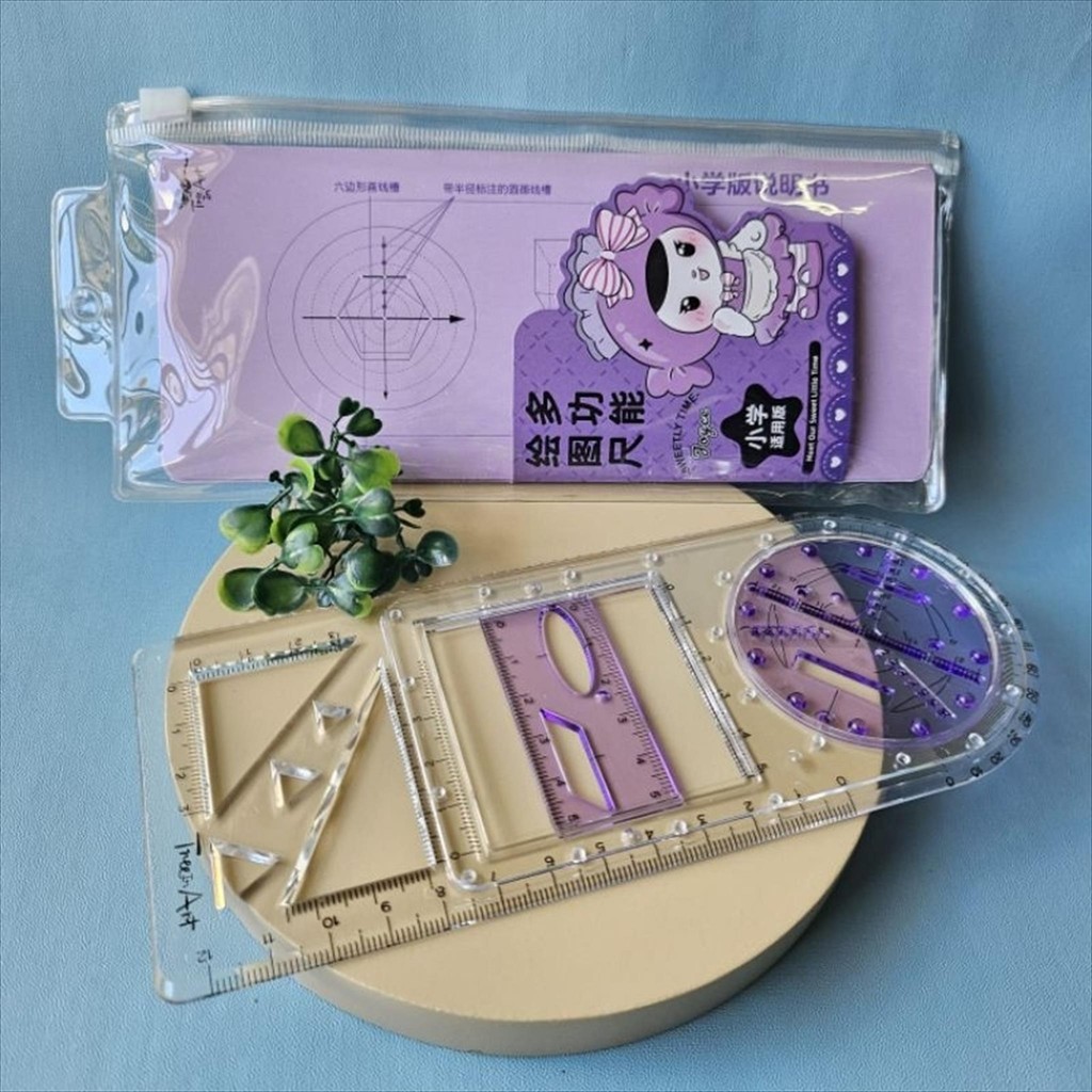 

(Geometri) Penggaris Multi Fungsi Functional Ruler Geometri Busur Derajat Bangun Datar Sudut Karakter Sanrio Kuromi