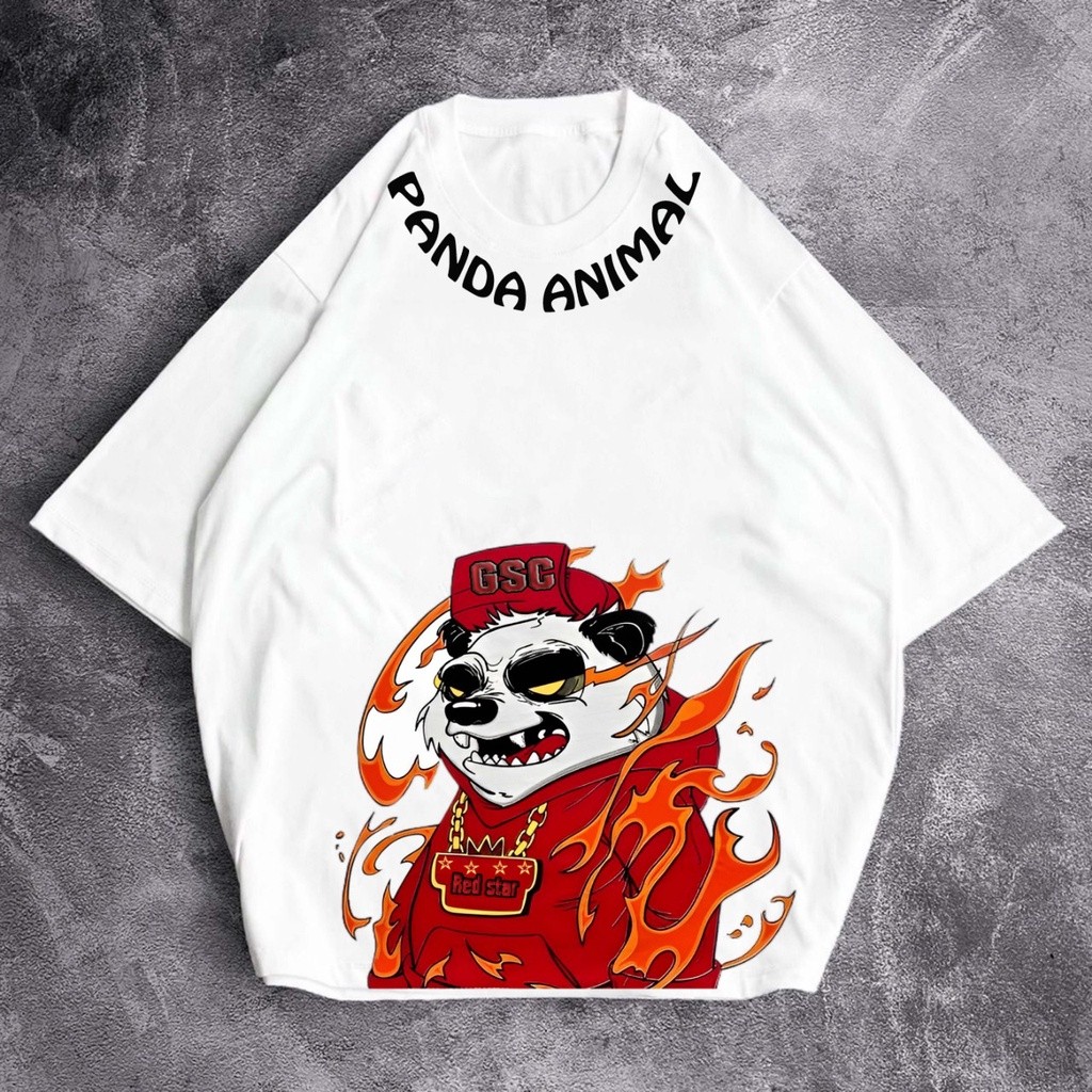 GK - Baju Kaos Oversize PANDA ANIMAL / Kaos Oversize Bahan Cotton Combed 24S