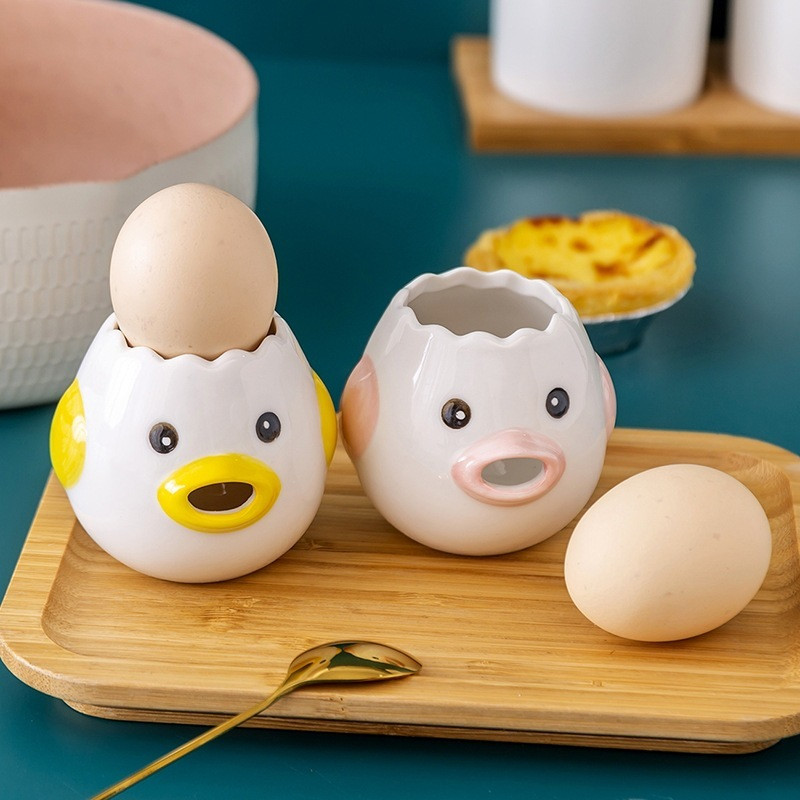 Egg White Separator Cute Chicken Ceramic Egg Yolk Protein Separator Egg Filter Kitchen Tools Baking 