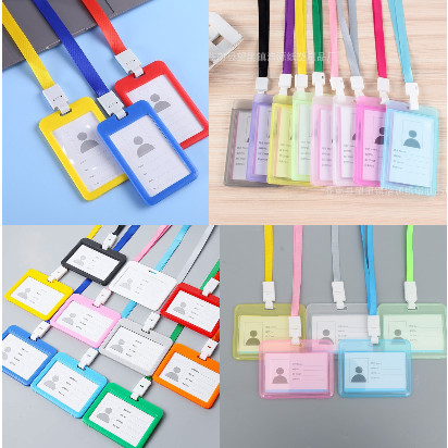 

NAME TAG ID Card HOLDER / LANYARD Gantungan Kartu Nama Plastik Vertical Motif Polos Warna Warni Tanda Pengenal Bening Horizontal