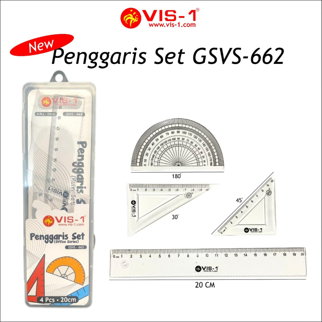 

Vis-1 Penggaris Set Case 20cm isi 4 GSVS-662