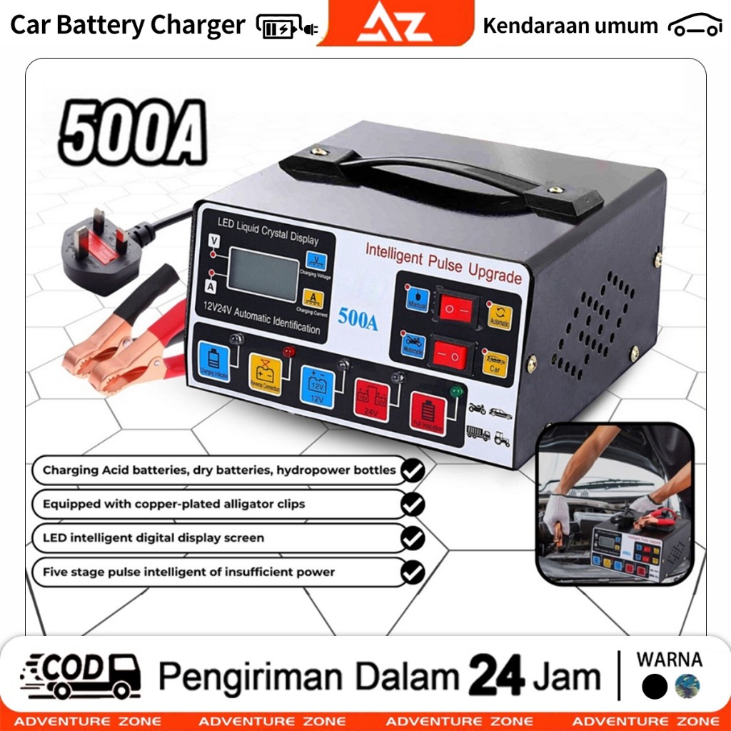 Charger Aki Otomatis Mobil Pengisi Daya Mobil 12v24v Charger Aki Mobil Motor Truk