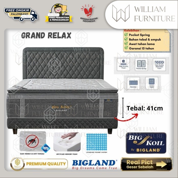 Matras Bigland Bigkoil Grand Relax / Kasur Springbed Per Pocket Ori - Matras Aja , 160x200