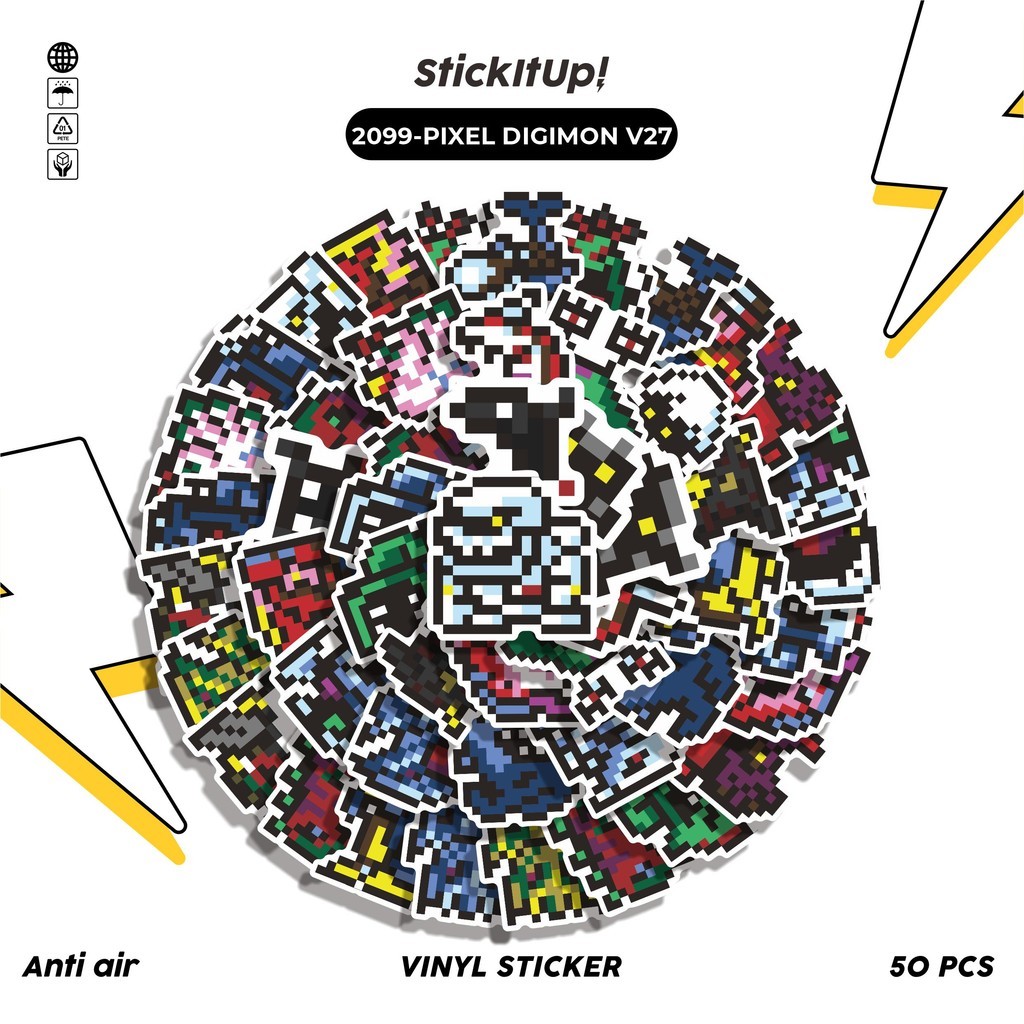

COD✨ 50 Pcs Stiker PIXEL DIGIMON V27 Lucu Anti Air Untuk Dekorasi Notebook Sepeda Skateboard Handphone DIY