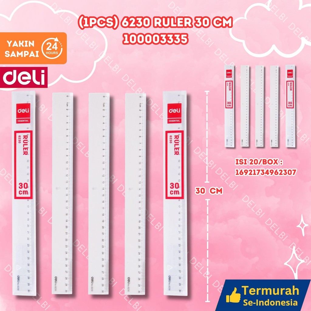 

PENGGARIS MISTAR PLASTIK TEBAL 30 CM PLASTIC RULLER DELI (1PCS) 6230 RULER 30CM