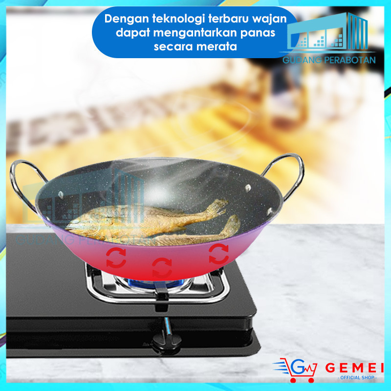 GP Panci Ukuran 30cm & 32cm Wajan Penggorengan Warna Ungu Anti Lengket 32 cm Wajan Kuping Multifungs