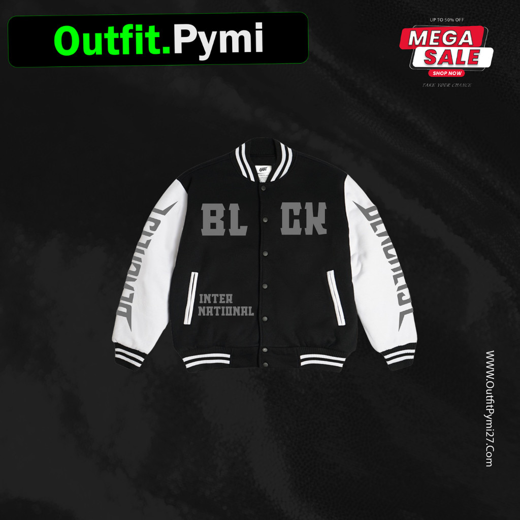 Jaket Varsity Blacklist Internasional PH 2023 Pria Wanita Hitam Putih Jaket Sablon Big Size XXXL XXX