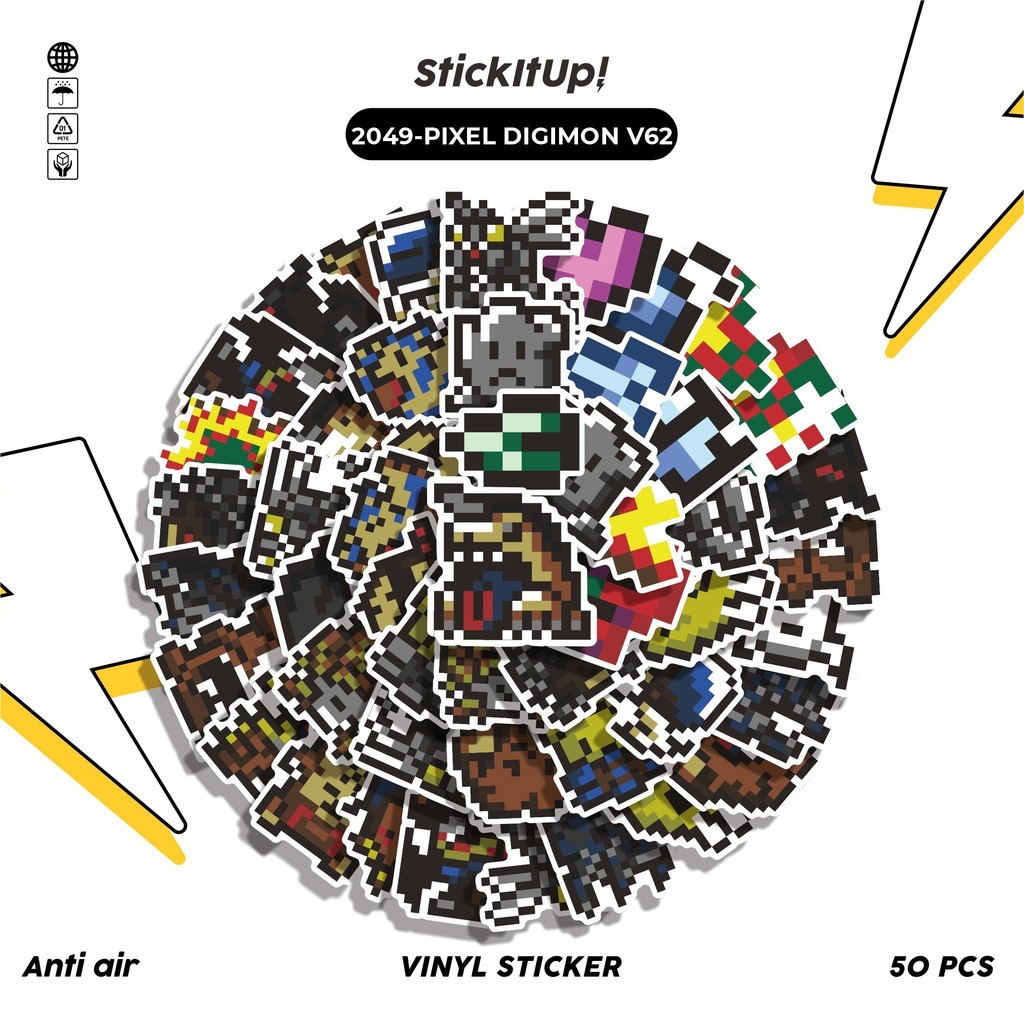 

COD✨ 50 Pcs Stiker PIXEL DIGIMON V62 Lucu Anti Air Untuk Dekorasi Notebook Sepeda Skateboard Handphone DIY