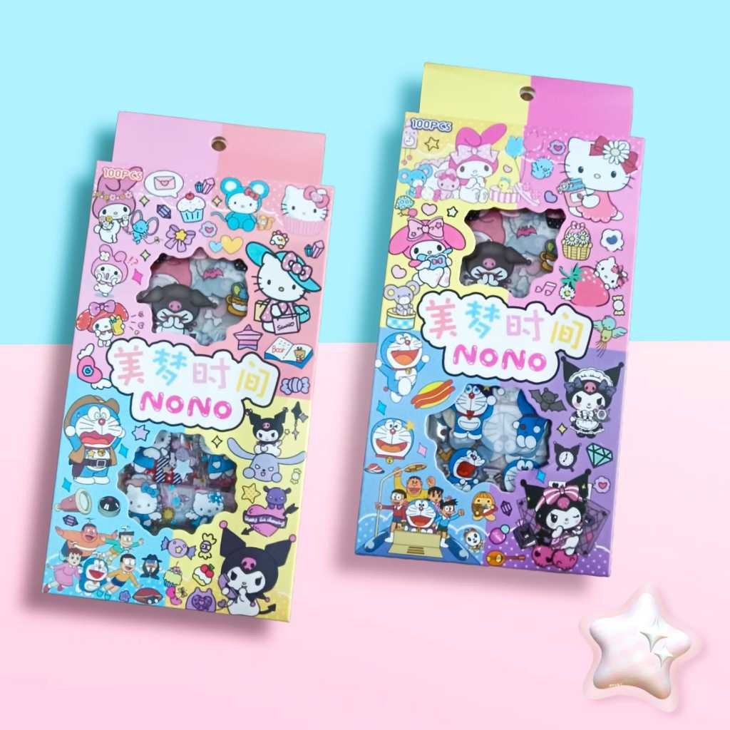 

【UNIQQSO】Stiker Sanrio Karakter Kuromi dan Melody Anti Air Korea Lucu - Sticker Waterproof PVC Dekorasi Botol