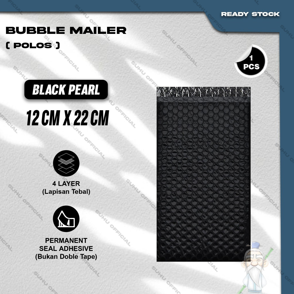 

Plastik Packing BUBBLE MAILER Hitam Kantong Polybubble Amplop Bubble Envelope Polymailer Olshop Polos Ukuran 12X22