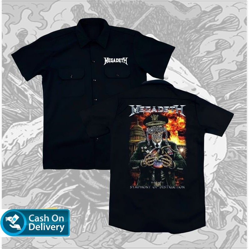 WORKSHIRT kemeja band metal MEGADETH distro original - kemeja pendek METAL  band luar distro origina