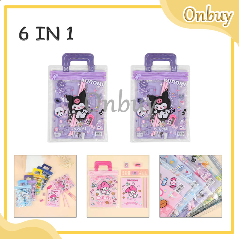 

Alat Tulis Set 6 in 1 Karakter Kuromi Murah Lucu Pouch Set Stationery Hadiah Anak Sanrio