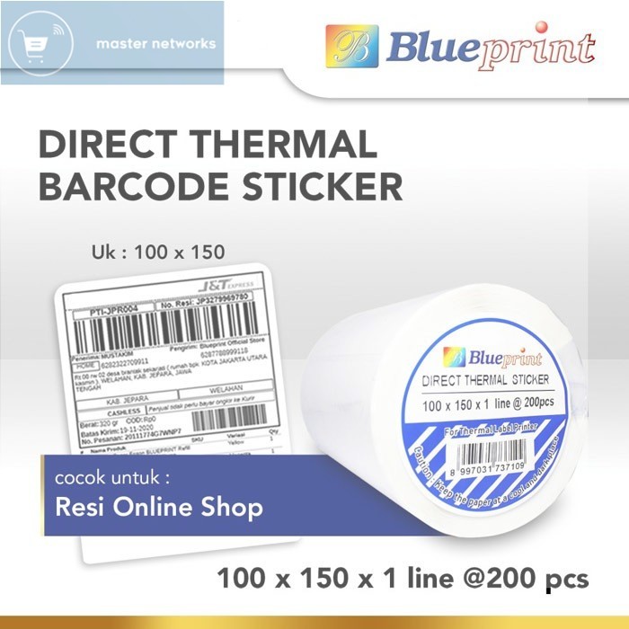 

Blueprint Direct Thermal Sticker Label Stiker 100x150 mm 1 Line 200 pcs