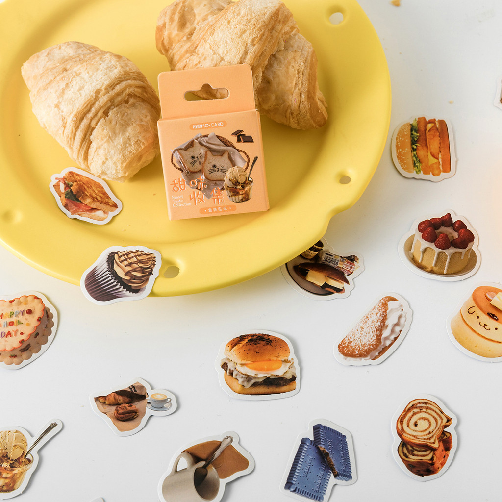 

45Pcs Sweet Desserts Boxed Stickers Decorative Scrapbooking Retro Label Diary Stationery Album Phone Journal Planner