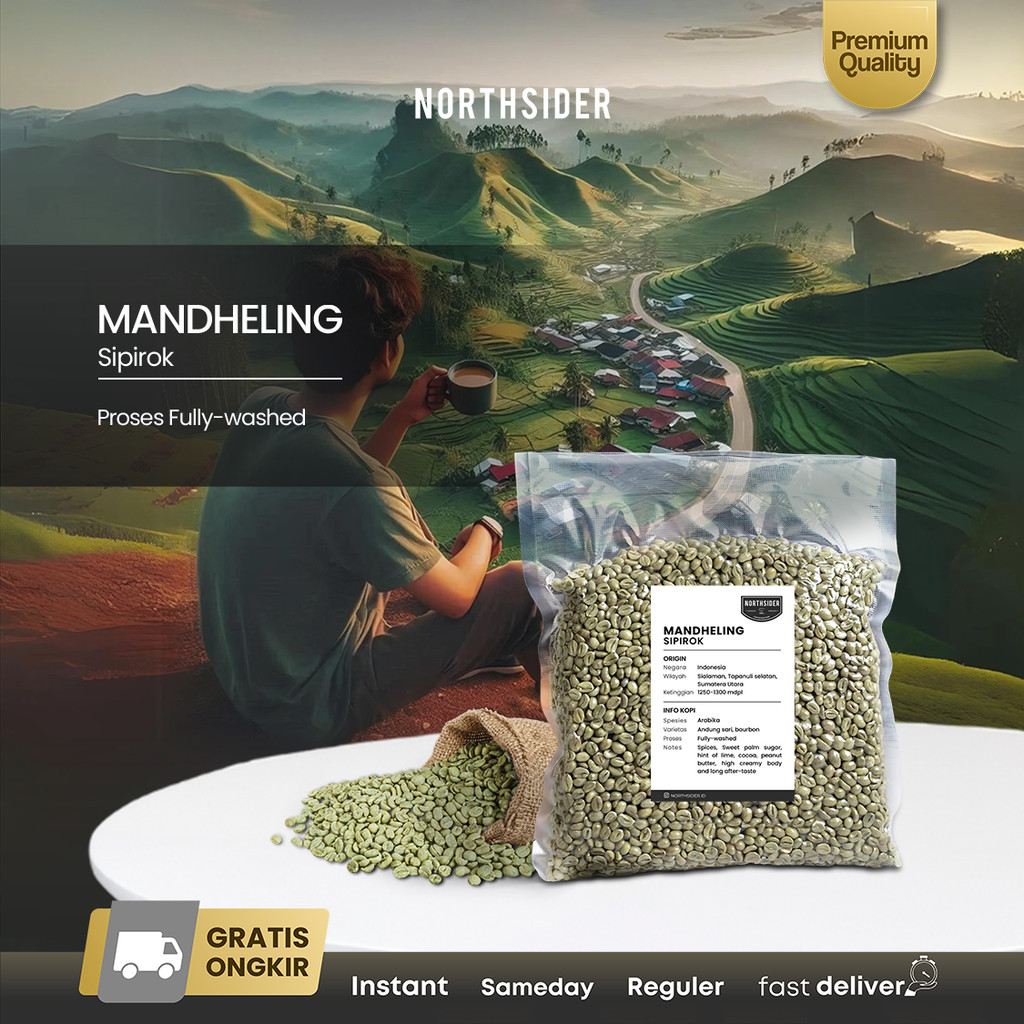 

Green bean Arabika Mandheling Sipirok fully-washed - Bijiu kopi mentah