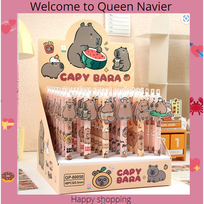 

QN - Pulpen cetek Popmart Labubu Pen karakter capybara aksesoris datar