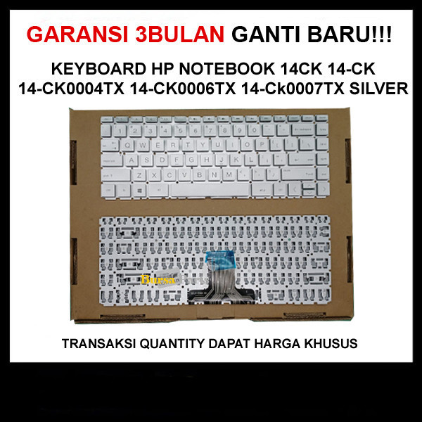Keyboard HP Notebook 14ck 14-Ck 14-Ck0004tx 14-Ck0006tx Silver .