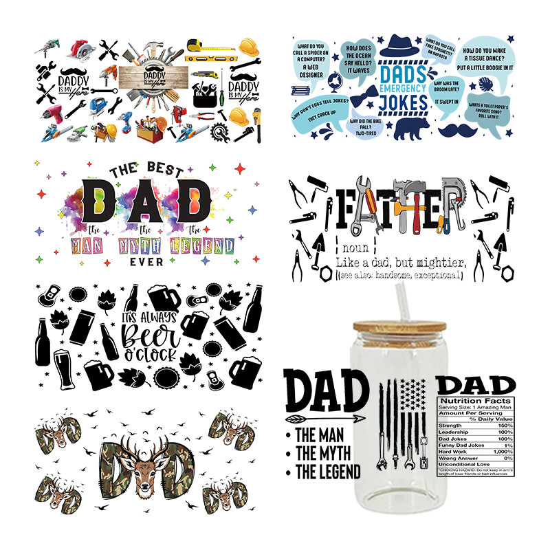 

3D UV DTF Transfers Stickers 16oz Cup Wraps Dad Father's Day Printed For DIY Glass Ceramic Metal Leather Etc. D16893