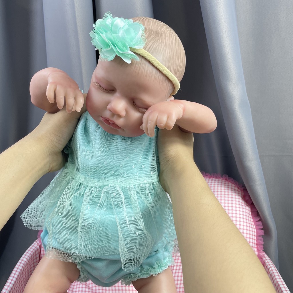 

20 inch Adorable Reborn Baby Dolls LouLou Sleeping Vinyl Newborn Doll 3D Painted Skin Tone Visible Veins Gift Toy For Girls
