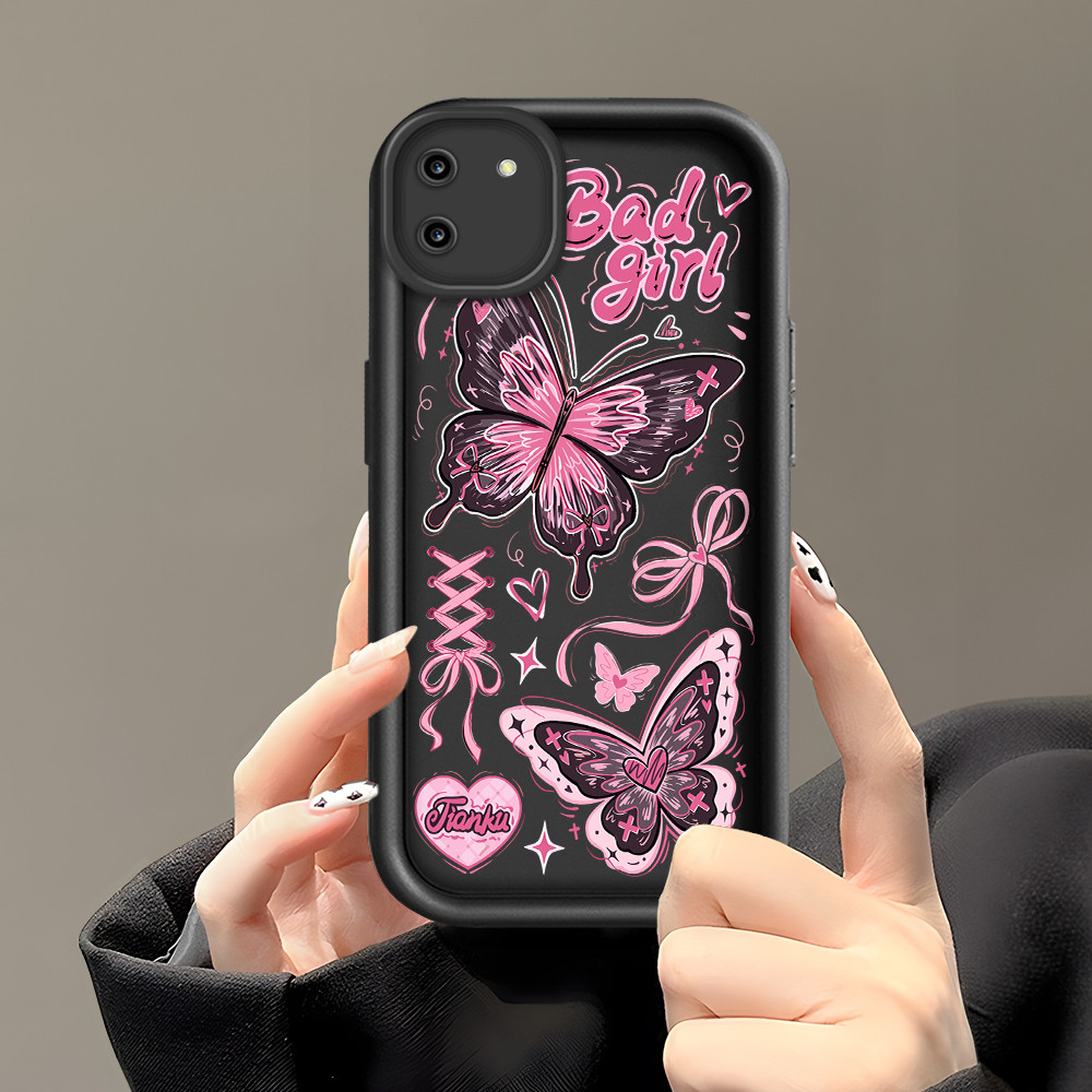Realme C11 Untuk Hp Casing Softcase Mode Handphone Pink Butterfly 3107 Phone Case Soft Silikon Kesin