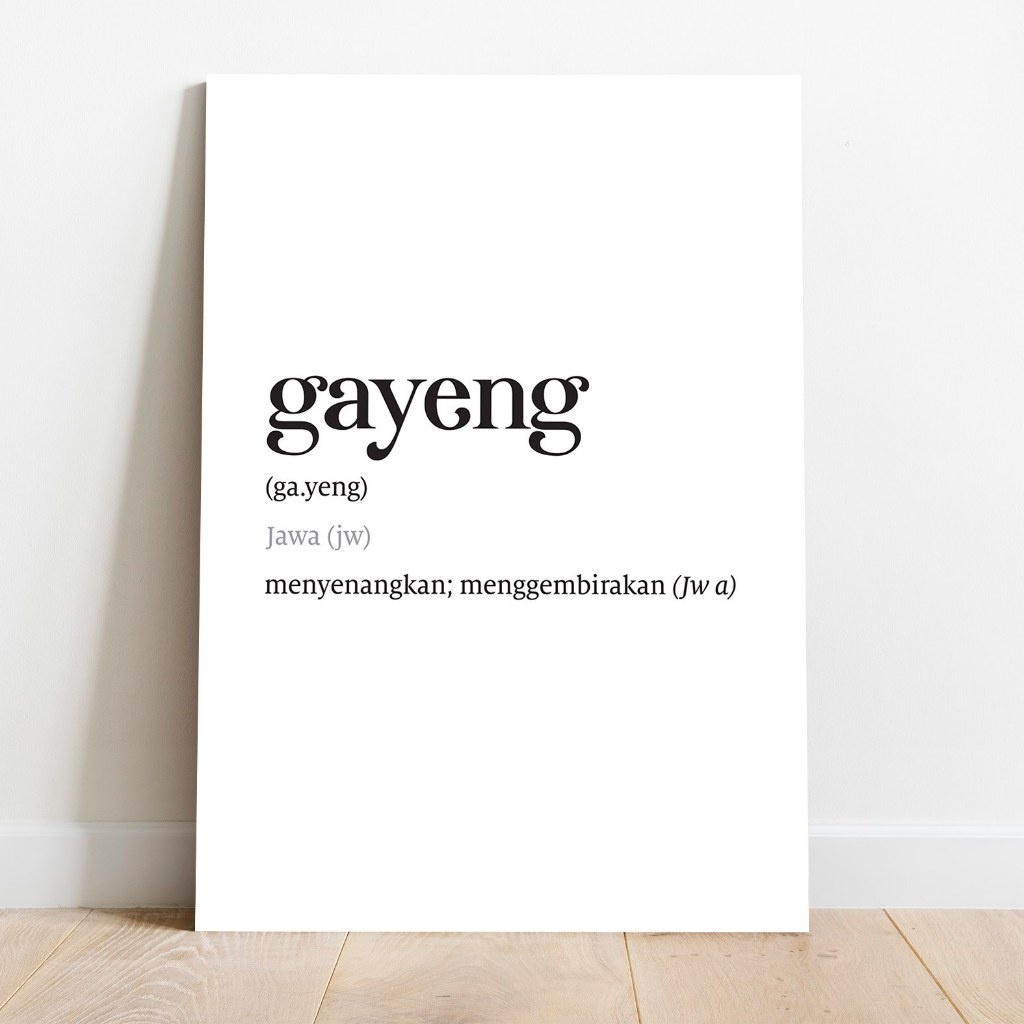 Poster Kata Gayeng Jawa Menyenangkan Menggembirakan Kosakata Kayu MDF