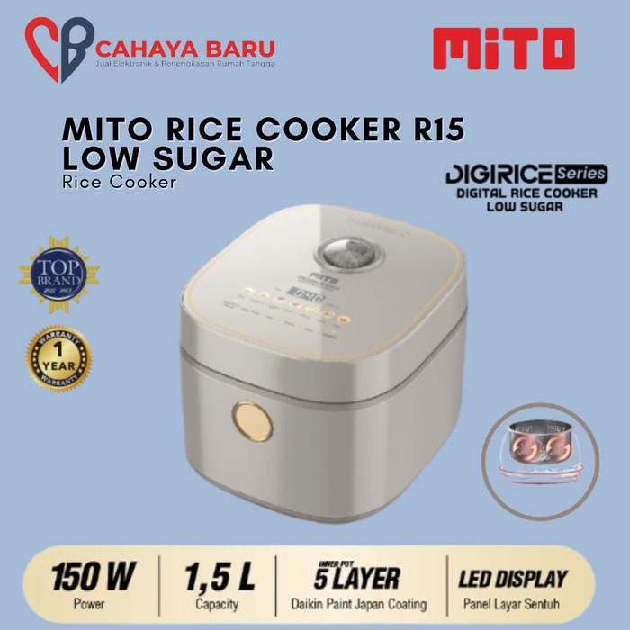 Mito R15 Rice Cooker 1.5 Liter Digital Low Sugar