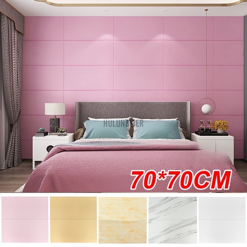 HL0538 Wallpaper 3D Foam Wallpaper Dinding 3D Motif Marble Wallpaper Polos