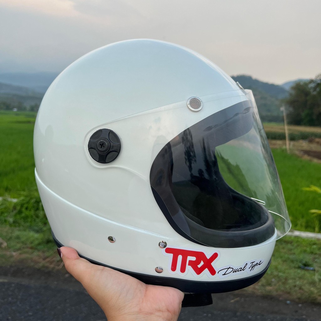 Helm TRX Honda Retro Custom Full Face Menggunakan Visor