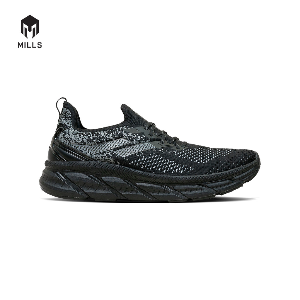 Mills Sepatu Lari Running Shoes Enermax Nanoknit  Black / DK Grey 9103104