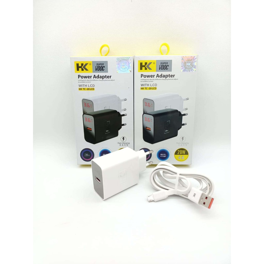 CHARGER / TC HK-20 LCD 18W 3.6A SUPER VOOC & FAST CHARGING FOR USB MICRO & TYPE C
