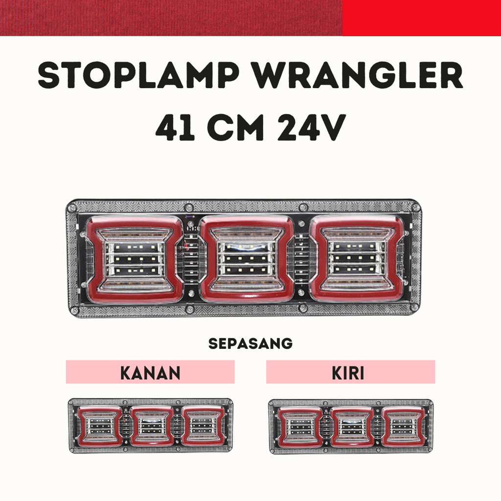 Stoplamp Truk Variasi 24 Volt Model Wrangler LED 1 Set Lampu Stop Rem Belakang Kiri & Kanan untuk Mo
