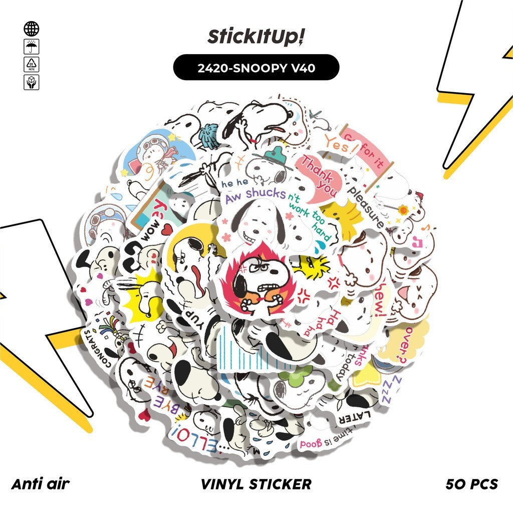 

COD✨ 50 Pcs Stiker SNOOPY V40 Lucu Anti Air Untuk Dekorasi Notebook Sepeda Skateboard Handphone DIY