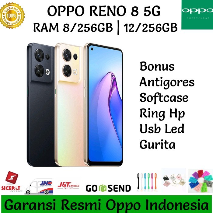 OPPO RENO 8 5G 8/256GB (8+5GB EXTENDED RAM) GARANSI RESMI OPPO - 8/256GB Black