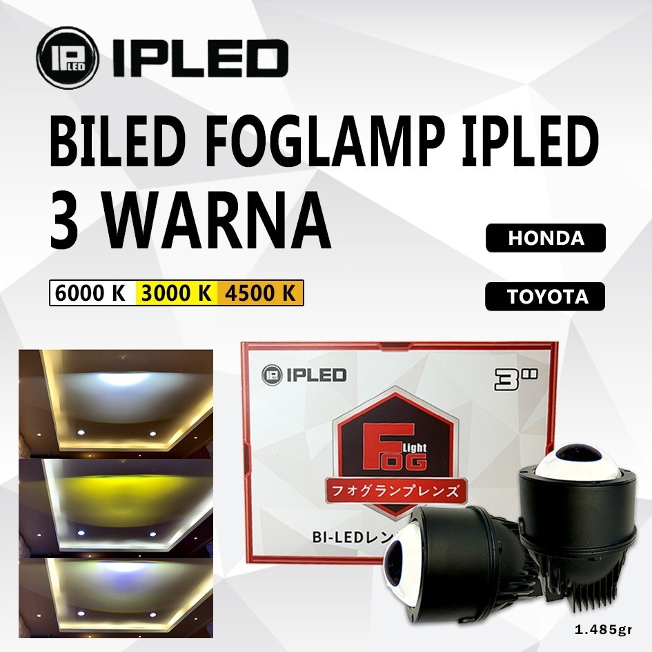 Foglamp Bluelens Bilens LED Projector Lens Biled Foglamp IPLED Bi-led 3 Inch  3 & 1 Warna Brio brv i
