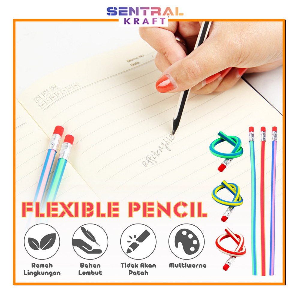 

Pensil Lentur Fleksibel Dengan Penghapus Flexible Soft Pencil Pena Untuk Menulis Dapat Digulung Ditekuk Alat Tulis Sekolah Anak Pensil Tulis Inul Unik Lucu [SK]