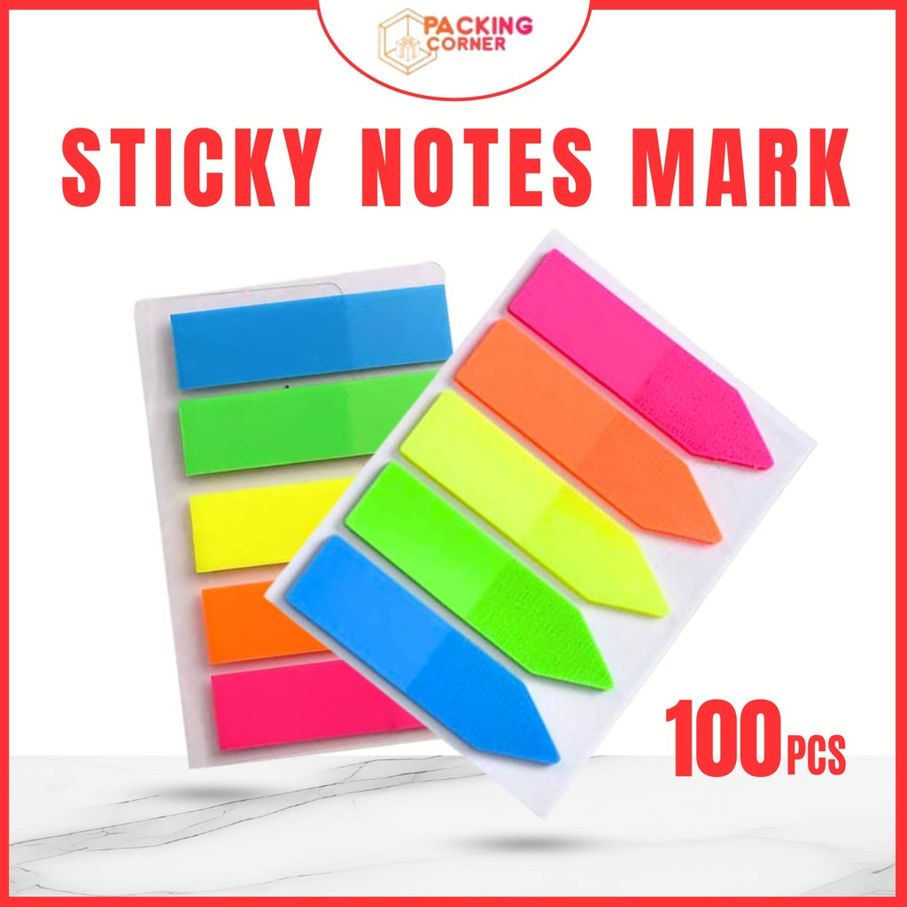 

Sticky Notes Memo Mark Panah Persegi Polos Penanda Pengingat Kertas Buku Tempel 100 Lembar Perlengkapan Kantor Sekolah ATK Note Pad