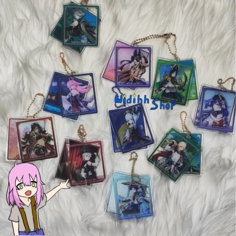 Genshin Impact Gantungan Kunci 2 Sisi Husbu Waifu Hutao Furina Raiden Ei Ayaka Keqing Zhongli Baizhu