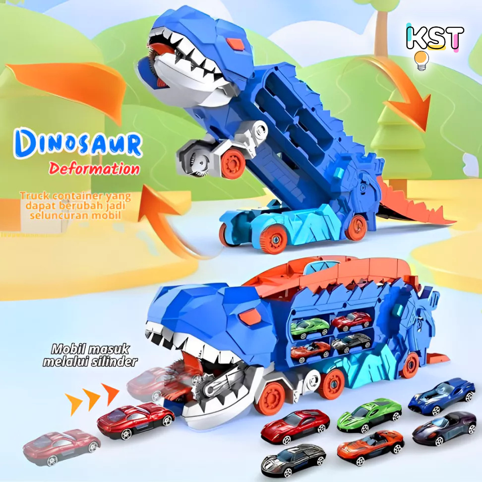 [KST] Mainan Dinosaurus Deformation Cars Track Slide 6 Mobil Kado Ulang Tahun Anak Laki Laki