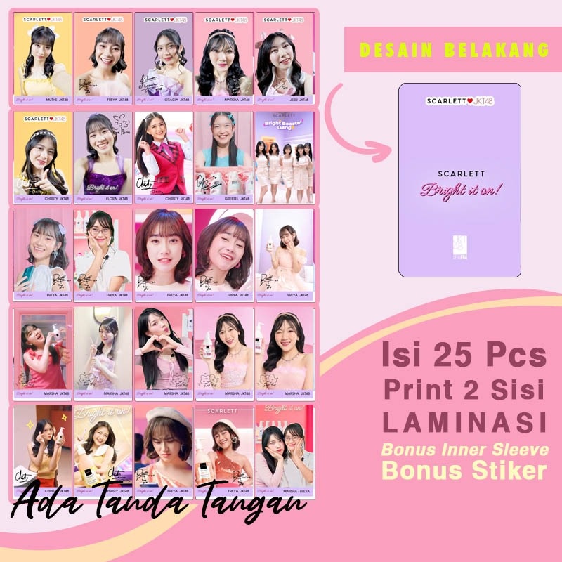 JKT48 x Scarlett Photocard JKT48 Ada Tanda Tangan Cetak 2 Sisi Bolak-balik