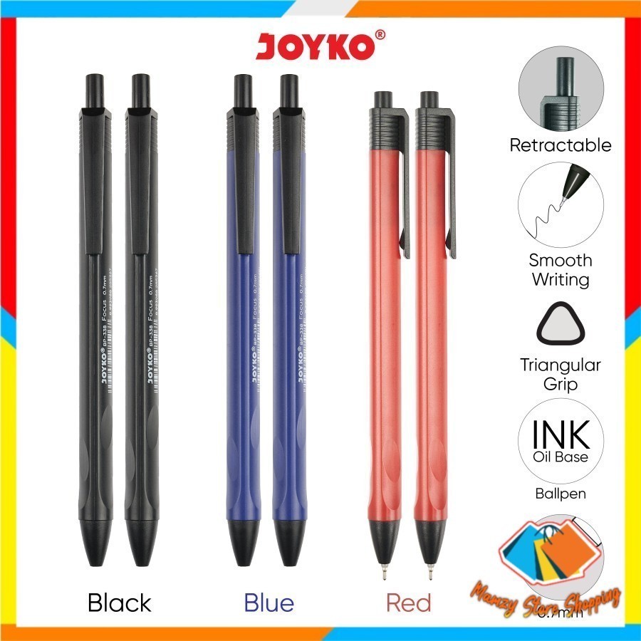 

Ball Pen Pulpen Pena Joyko BP-338 Focus 0.7 mm - Black 1 Pack / 12 Pcs