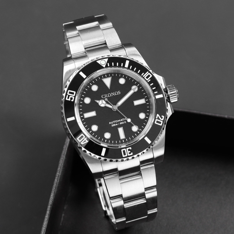 Sub Diver Men Watch No Date NH35 Sapphire Cyclops Ceramic Bezel 20 ATM Glideclasp Latest Version